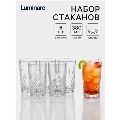 Стаканы Luminarc «Зальцбург», 380 мл, набор 6 шт., стекло, прозрачные