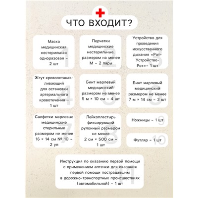 Автомобильная аптечка первой помощи «Салют», дорожная, состав 2024