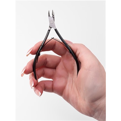 Кусачки маникюрные для кутикулы, двойная пружина, 11 см, длина лезвия-8 мм, чёрные, серебристые