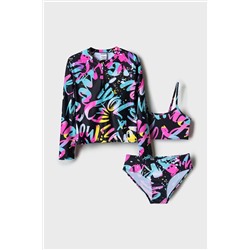 Комплект трикотажный для девочек: купальный костюм, фуфайка (футболка) для плавания PLAYTODAY, 1244196