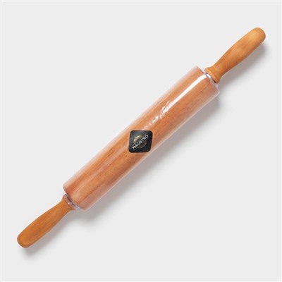 Скалка вращающаяся Magistro, дерево, 43×4 см, рабочая часть 23 см, с фигурными ручками