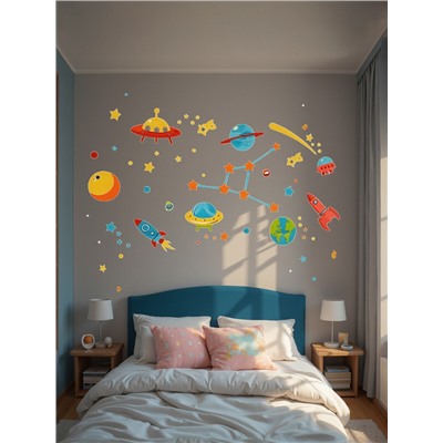 Набор наклеек интерьерных TAKE IT EASY «Космический мир», детские, декор на стену, панно, 92×180 см