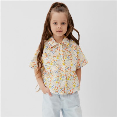 Рубашка для девочки KAFTAN «Цветы», размер 34 (122-128 см), жёлтая
