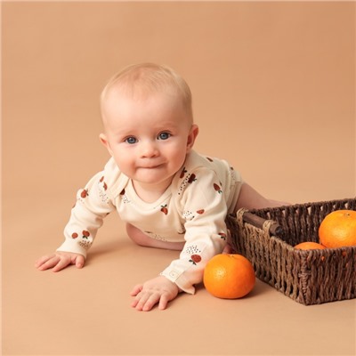 Боди с длинным рукавом «Крошка Я» Oranges, размер 62-68, молочное