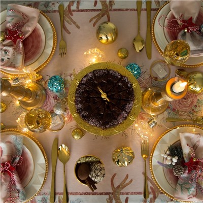 Набор новогодний Pink magic: скатерть 150×110 см ±3 см с ГМВО, салфетка 40×40 см-4 шт., 100% хлопок