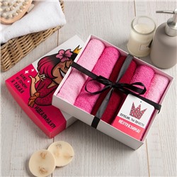 Салфетки махровые «Этель. Богиня», 5 шт., 30×30 см, хлопок 100%, розовые