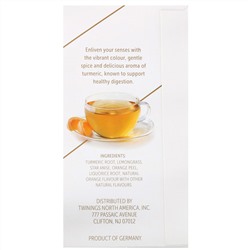 Twinings, Успокаивающий травяной чай, куркума, апельсин и анис звездчатый, без кофеина, 18 пакетиков по 1,27 унц. (36 г)