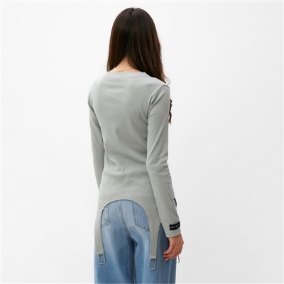 Лонгслив с пажами женский MIST, размер 42, цвет оливковый