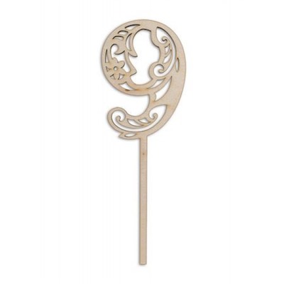 Деревянная заготовка из фанеры ВД-227 Украшение для торта "Цифра ажурная" 0.4 см Цифра 9 "Mr. Carving"