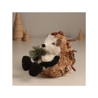Фигурка «Ёжик с еловой веточкой и бантиком на голове», 12×10×14 см