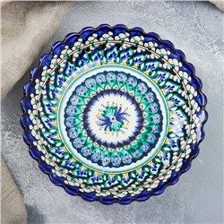 Тарелка глубокая Риштанская Керамика «Узоры», d=20 см, синяя, узор МИКС