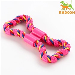 Игрушка витая из резины и каната «Мегакость», 19.5 см, розовая
