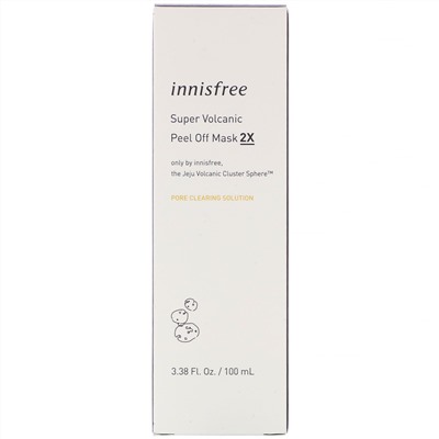 Innisfree, пилинговая маска-пленка из вулканической глины 2X, 100 мл (3,38 жидк. унции)