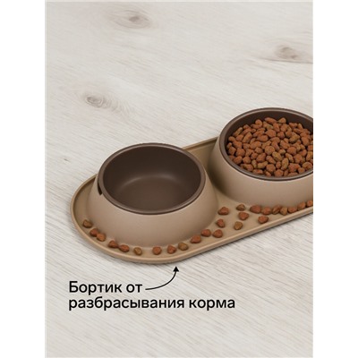 Миска для животных «Дубль Мини», 200 мл, покрытие Soft-touch, пластик, цвет капучино