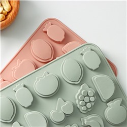 Форма для конфет и шоколада Доляна «Сочно», силикон, 21×12.5×1 см, 18 ячеек, цвет МИКС