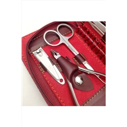 Mertz Маникюрный набор 6038, 8 предметов, лаковая кожа, красный KRISTALLER, 1110280