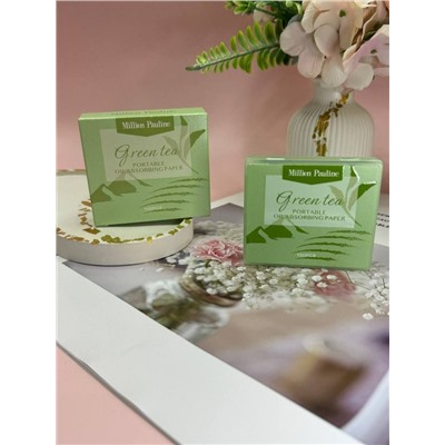 Матирующий салфетки против жирного блеска в футляре с зеркалом Зеленый чай, 100 шт.