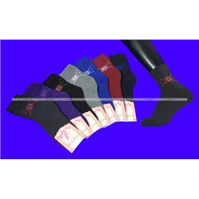 Термоноски женские внутри махра Снежинки