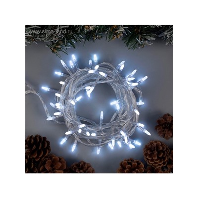Гирлянда «Нить» 10 м с насадками «Игла», IP20, прозрачная нить, 100 LED, свечение белое, 8 режимов, 220 В
