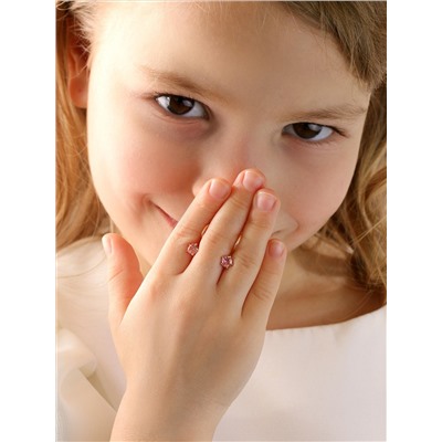 Серьги детские из золочёного серебра с фианитами 925 пробы 166з розовый