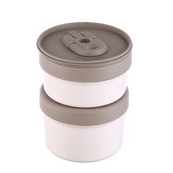 Термос для еды, 1.6 л, до 24 ч, 23×15 см, с широким горлом, 2 контейнера, нержавеющая сталь, бежевый, красный
