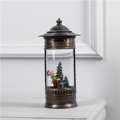 Светодиодная фигура «Фонарь с эльфом» 14×27×14 см, пластик, батарейки ААх3 (не в комплекте), USB, свечение тёплое белое