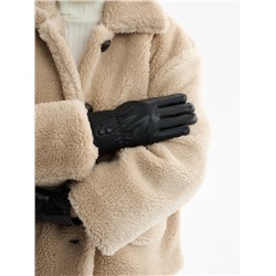 Перчатки женские с пуговками, безразмерные, с меховым утеплителем, цвет чёрный