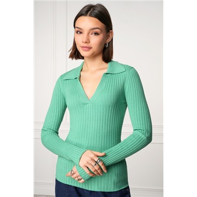 Женский джемпер лапша с воротником поло Happyfox