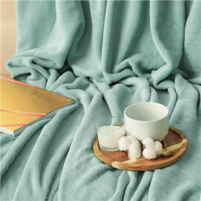 Плед «Этель», 200×220 см,100% п/э, корал-флис, мятный