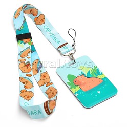 Бейдж школьный пластиковый "Capybara takes bath" 110x70 мм, вертикальный, пластиковый