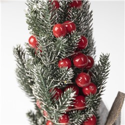 Светодиодная фигура «Ёлка с ягодами», 10×33×7 см, пластик, батарейки CR2032×2 (в комплекте), свечение тёплое белое