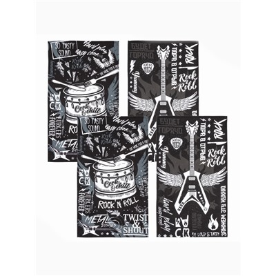 Набор кухонных полотенец Доляна Rock'n'roll, 35×60 см-4 шт., 100% хлопок