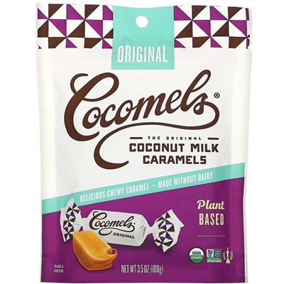 Cocomels, органическая карамель из кокосового молока, натуральный, 100 г (3,5 унции)