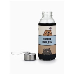 Бутылка для воды стеклянная в чехле «Хорошего дня», 350 мл