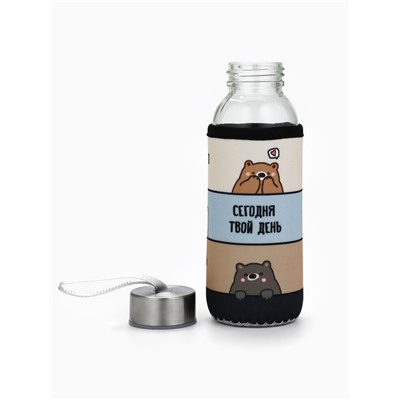 Бутылка для воды стеклянная в чехле «Хорошего дня», 350 мл