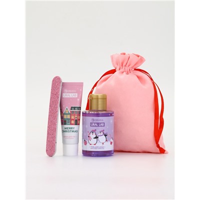 Подарочный набор косметики в мешке: крем для рук, пилочка, гель для душа, аромат фруктовый лимонад, URAL LAB