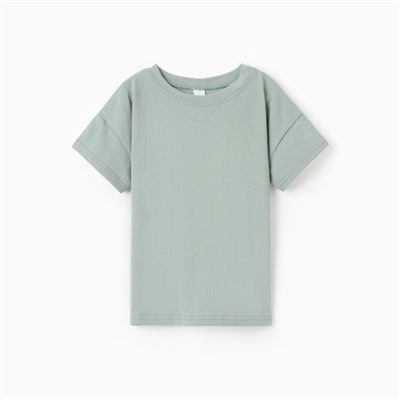 Футболка детская со спущенным плечом, цвет оливковый, рост 116 см