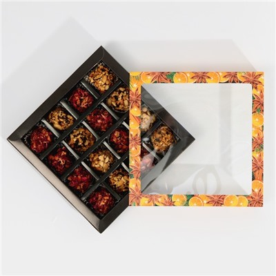 Коробка под 16 конфет с ячейками «Вкусный Новый год» 17.5×17.5×3.5 см