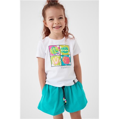 Комплект трикотажный для девочек: фуфайка (футболка), шорты PLAYTODAY, 1240325