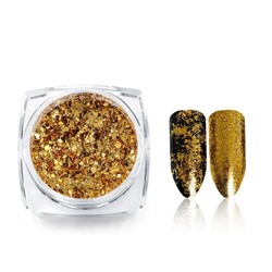 Nail Art Зеркальная втирка мелкие хлопья, золотистый 15052
