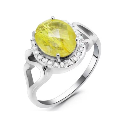 Кольцо из серебра рутиловый кварц золотой, Вираж