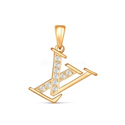 Серьги-пусеты из золочёного серебра с фианитами - LV 925 пробы 4-581з200