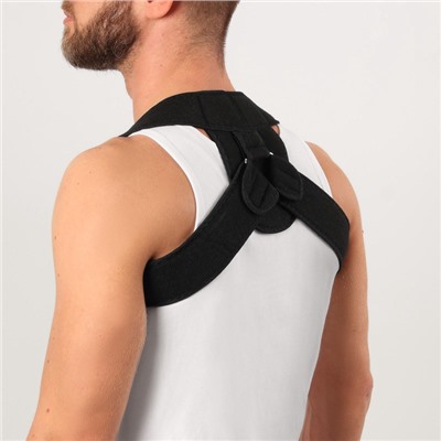 Массажёр - фиксатор для осанки с металлическими вставками, размер S-M, чёрный