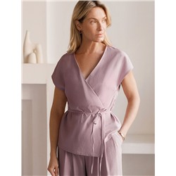 Жилет на запАх с поясом из плотного лиоцелла