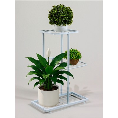 Подставка для цветов Greengo, 3 полки, 43×22×57 см, напольная, металл, белая