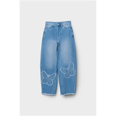 Брюки текстильные джинсовые для девочек PLAYTODAY, 1240107