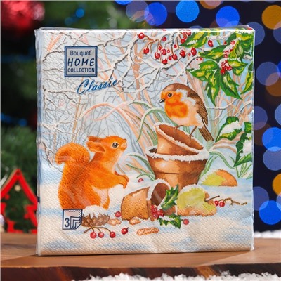 Салфетки бумажные Home Classic «Новогодняя беседа», 3 слоя, 33х33 см, 20 шт