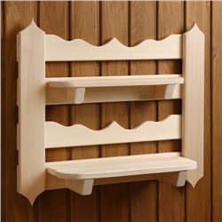 Полка для бани и сауны «Резная», 54×48×14 см, настенная, деревянная, 2 секции, «Добропаровъ»