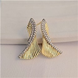 Серьги ювелирная бижутерия Итальянское золото (покрытие желтое 14к), вставка: фианиты, цвет: прозрачный, арт.216.444