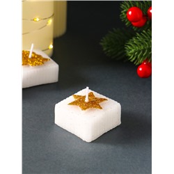 Набор свечей «Марки. Золотые ёлочки и звёзды», 4 шт., 10.5×10.5×3 см